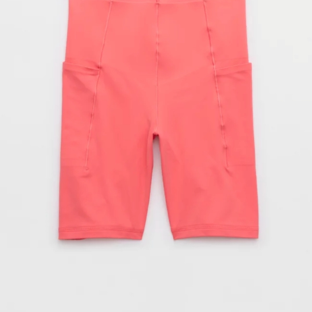 Coral High-Waisted Biker Shorts
